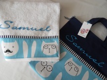 conjunto infantil de toalla y bolsa personalizado